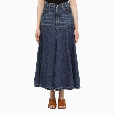 Chloé Long Skirt In Blue Denim