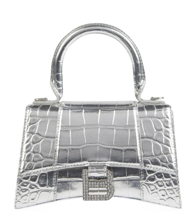 Balenciaga Xs Hourglass Top Handle Bag In Metallic