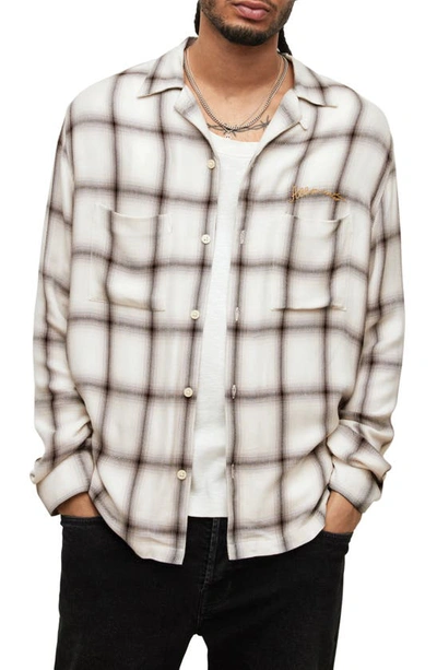 Allsaints Alamitos Plaid Relaxed Fit Button Down Shirt In Coastal White