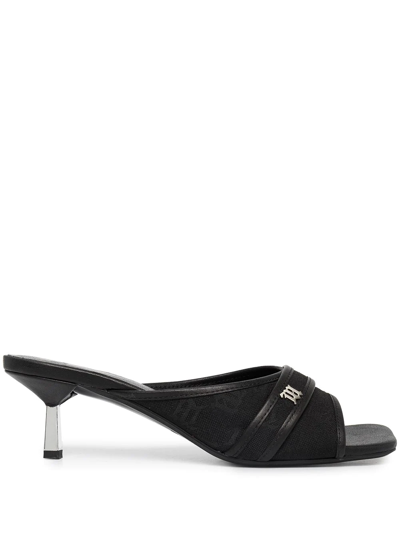 Misbhv Sasha 30mm Monogram-jacquard Sandals In Black