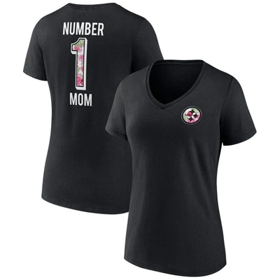 Fanatics Branded Black Pittsburgh Steelers Plus Size Mother's Day #1 Mom V-neck T-shirt