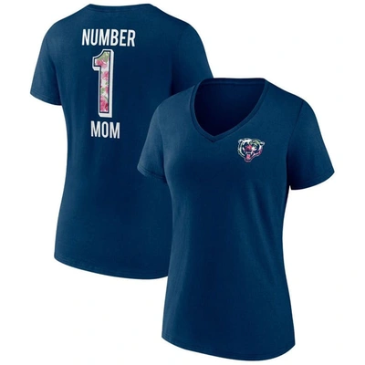 Fanatics Branded Navy Chicago Bears Plus Size Mother's Day #1 Mom V-neck T-shirt