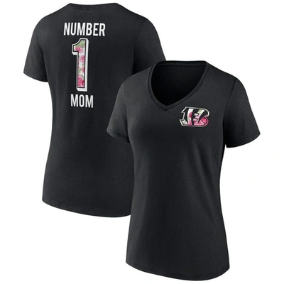 Fanatics Branded Black Cincinnati Bengals Plus Size Mother's Day #1 Mom V-neck T-shirt
