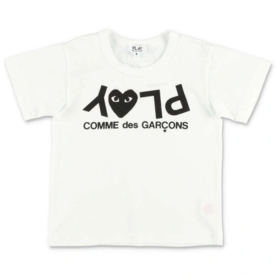 Comme Des Garçons Play T-shirt Bianca In Jersey Di Cotone In White