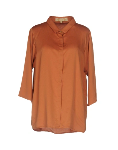 Bonsui Solid Color Shirts & Blouses In Orange
