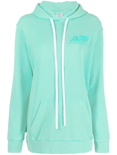 Autry Tonal Logo Print Hoodie In Green