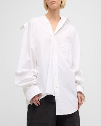 Balenciaga Twisted Long-sleeve Shirt In 0900 White W