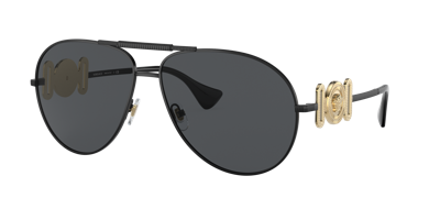 Versace Ve2249 Matte Black Sunglasses In Dark Grey