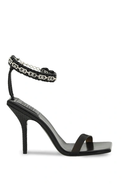 Givenchy G Woven Chain-embellished Leather Heeled Sandals In Black