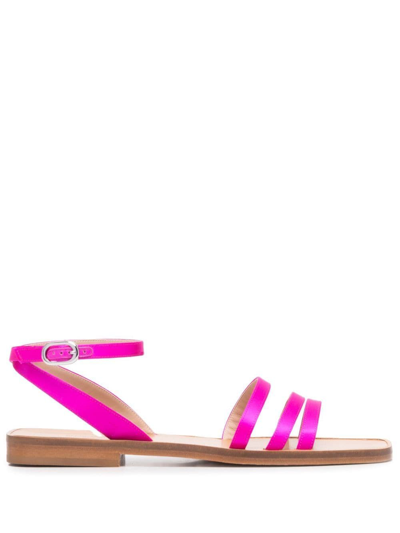 Scarosso Sarah Silk Sandals In Fuchsia Silk