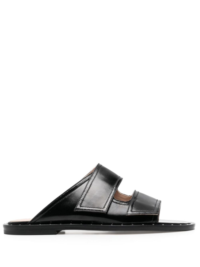 Scarosso Leather Cut-out Sandals In Black - Patent Leather