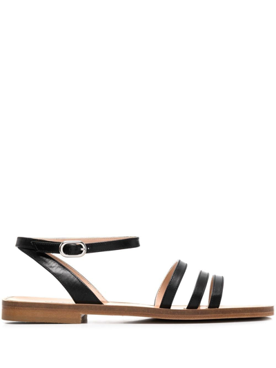 Scarosso Sarah Leather Sandals In Black - Calf Leather