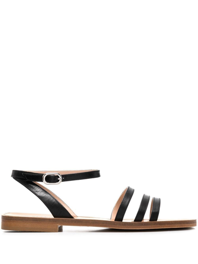 Scarosso Sarah Leather Sandals In Black Calf