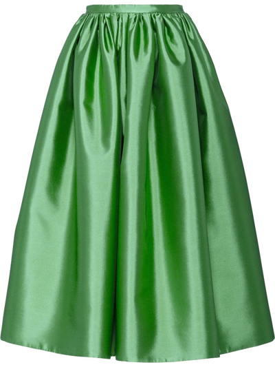 Prada Silk And Wool Midi-skirt In Green