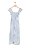 Boho Me Stripe Tiered Cover-up Dress In Blue Stripe