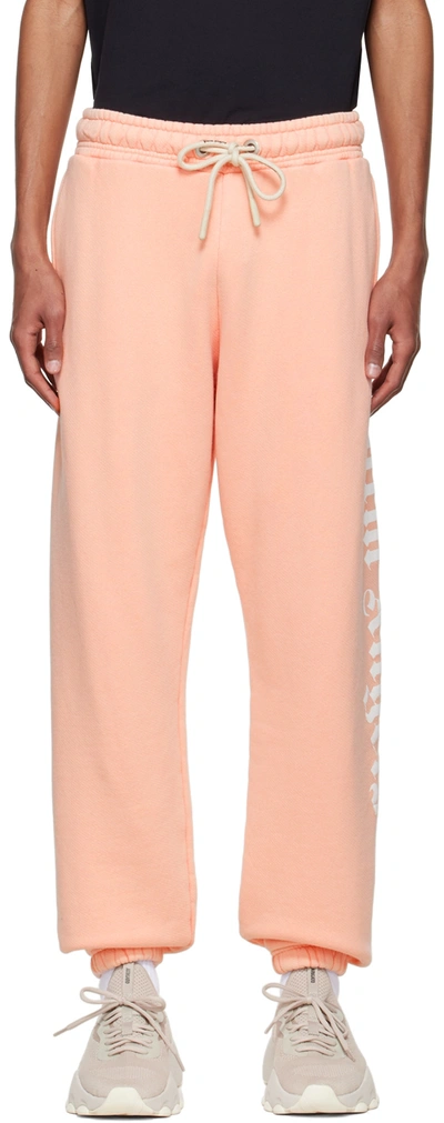 Palm Angels Pink Cotton Lounge Pants In Salmon