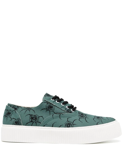 Undercoverism Floral-print Lace-up Trainers In Green