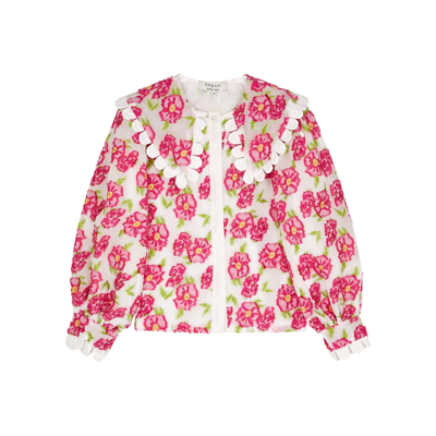 Sister Jane Scallop Shore Floral-jacquard Organza Blouse In Pink
