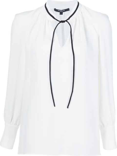 Derek Lam Long-sleeve Tieneck Silk Blouse In White | ModeSens