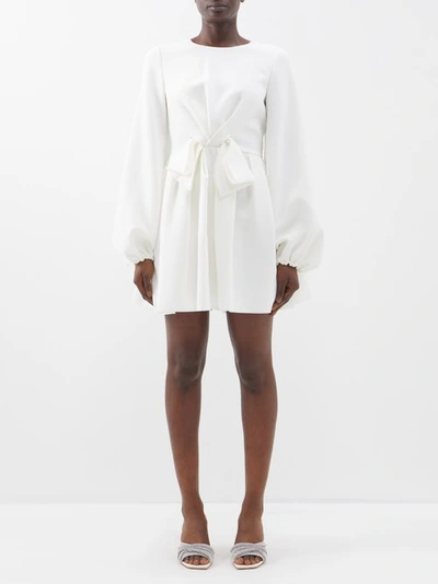 Roksanda Ayara Belted Velvet-trimmed Crepe Dress In Ivory