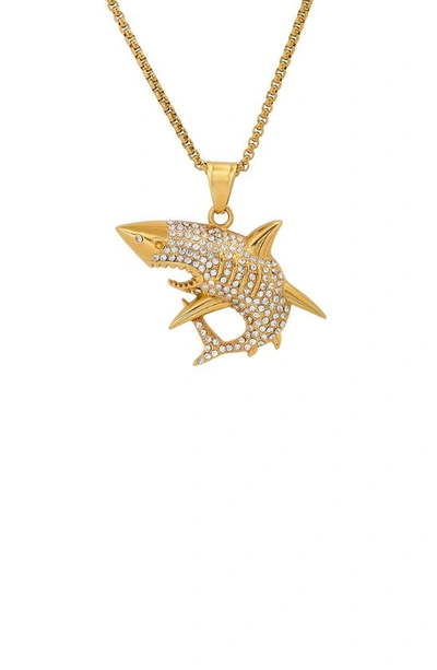 Hmy Jewelry Crystal Shark Pendant Necklace In Yellow