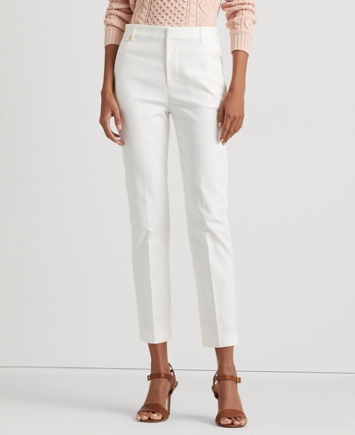 Lauren Ralph Lauren Double-faced Stretch Cotton Ankle Pant In White