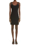 St John Shimmer Tweed Dress With Button Detail In Black
