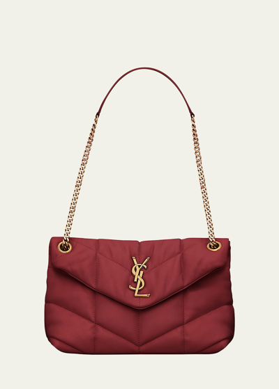 Saint Laurent Loulou Ysl Small Puffer Shoulder Bag In Red