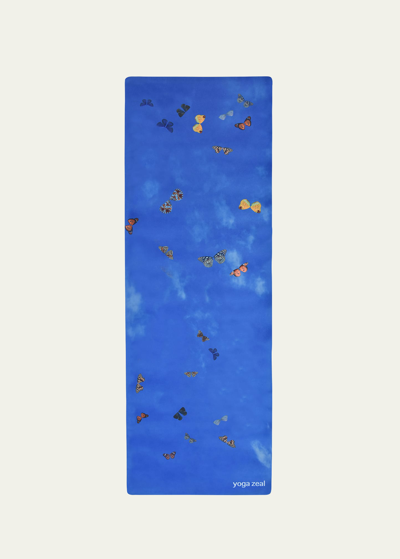 Yoga Zeal Butterfly Printed Yoga Mat In Blue