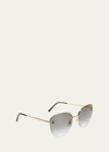 Cartier Panthere Semi-rimless Metal Cat-eye Sunglasses In Golden/rose Gold