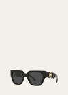 Versace Medusa Coin Square Acetate Sunglasses In Black