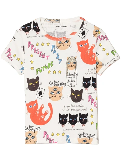 Mini Rodini Kids' Clairvoyant Cats Print T-shirt In Multi