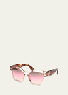 Tom Ford Phoebe Square Plastic Sunglasses In Shiny Transparent Pink