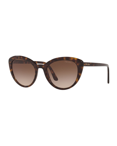 Prada Semi-transparent Acetate Cat-eye Sunglasses In Brown