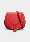 Chloé Marcie Mini Whipstitch Saddle Crossbody Bag In Red Flame
