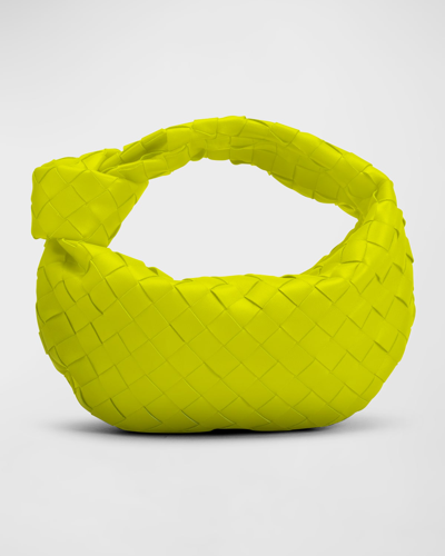 Bottega Veneta Jodie Mini Intrecciato Knot Hobo Bag In Acid Kiwi