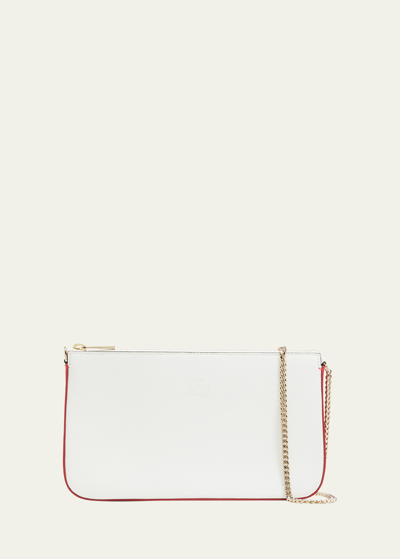 Christian Louboutin Loubila Hybrid Zip Leather Crossbody Bag In Bianco