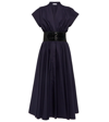 Alaïa Belted Cotton Poplin Midi Dress In Blue