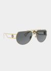 Versace Medusa Cutout Metal Aviator Sunglasses In Gold