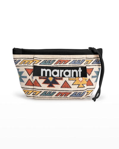 Isabel Marant Powden Graphic Jacquard Pouch Clutch Bag In Black Multi