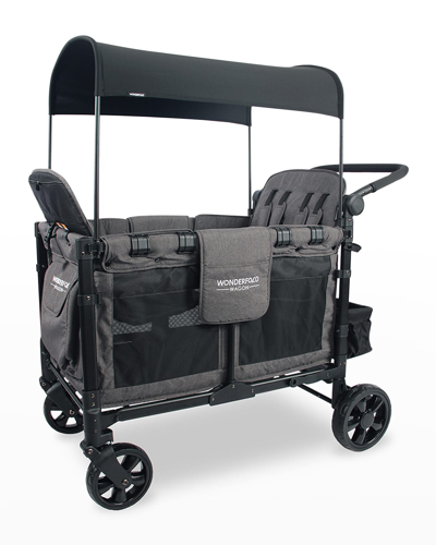 Wonderfold Wagon W4 Elite Front Zippered Quad Stroller Wagon In Charcoal Gray