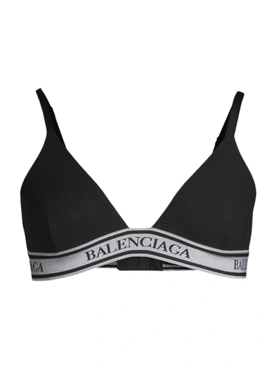 Balenciaga Logo Cotton-blend Bralette In Black