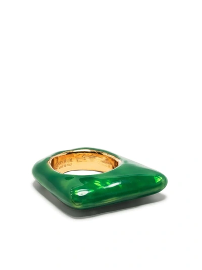 Marni Trapeze Enamel Ring In Emerald
