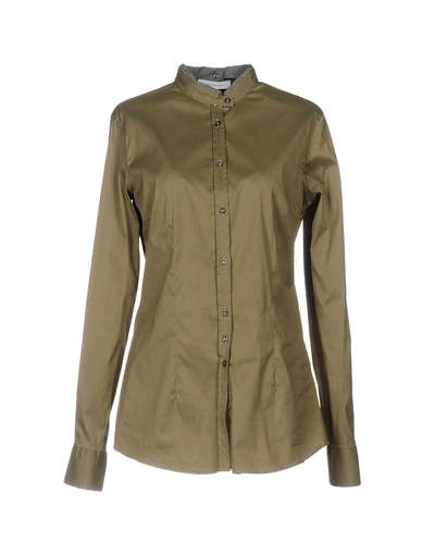 Aglini Solid Color Shirts & Blouses In Military Green
