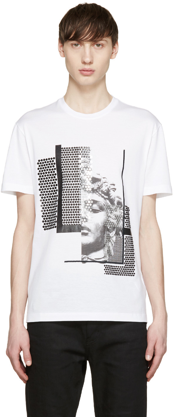 Versace White Sequinned Medusa T-shirt | ModeSens