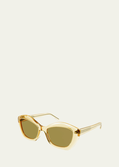 Saint Laurent Irregular Acetate Sunglasses In 012 Yellow