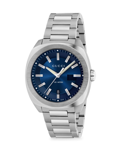 Gucci Men's Gg2570 Swiss Stainless Steel Bracelet Watch 41mm Ya142303 In Blue