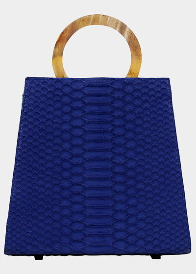 Adriana Castro Azza Python Top-handle Bag In Blue