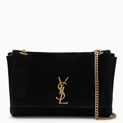 Saint Laurent Kate Medium Reversible Ysl Crossbody Bag In Suede And Smooth Leather In Black