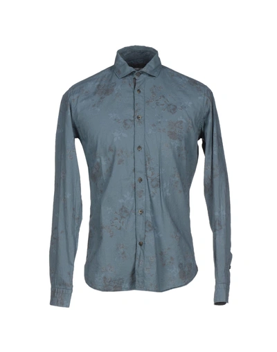 Poggianti Patterned Shirt In Slate Blue